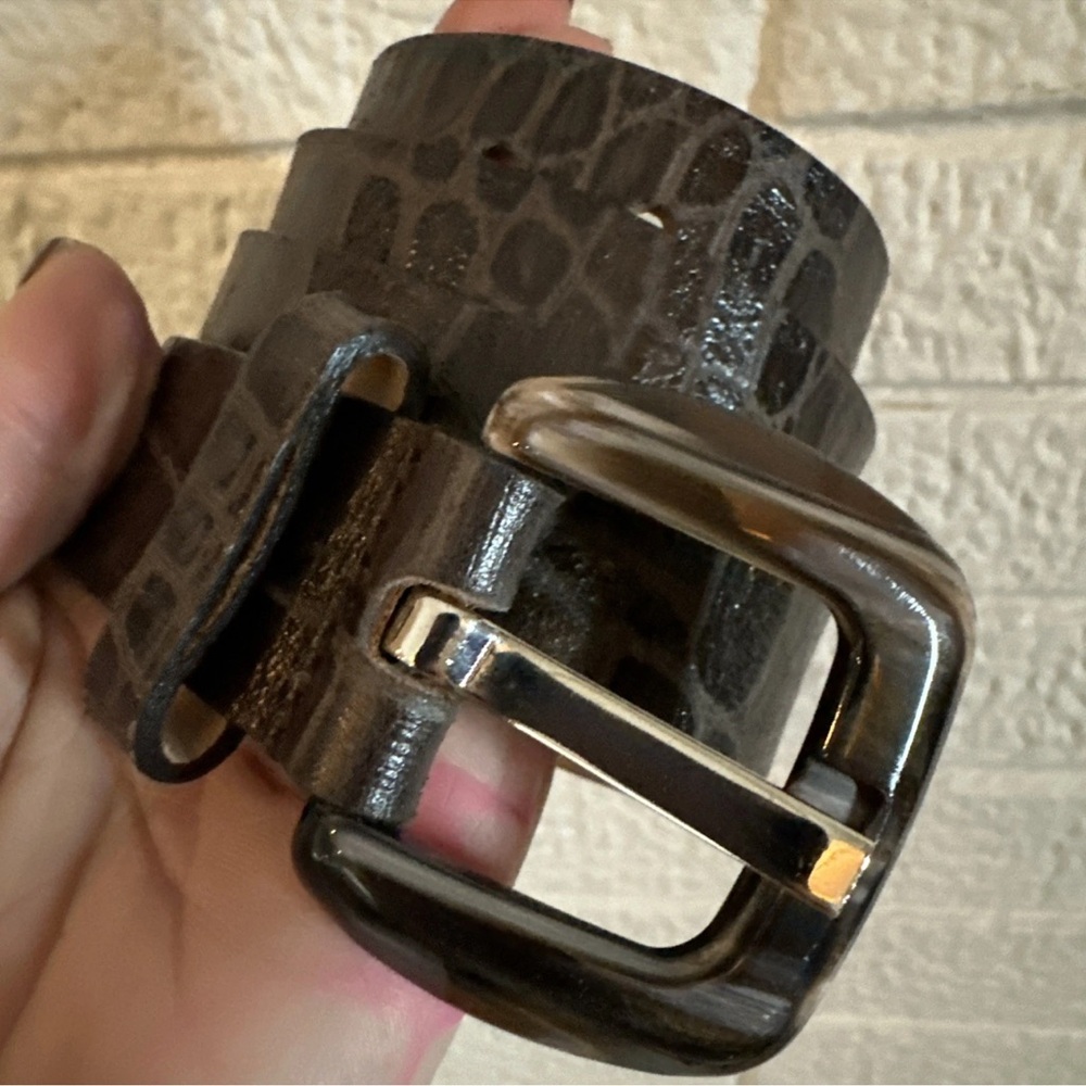 Doncaster Leather Belt Snake Skin Brown Made In Italy XL - Picture 2 of 6